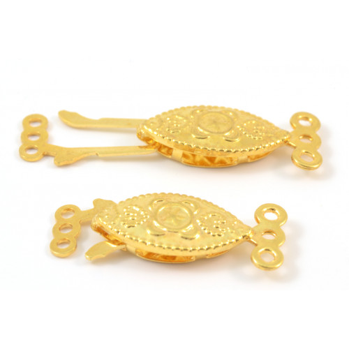 OVAL GOLD PLATED 3 ROWS FISHHOOK CLASP